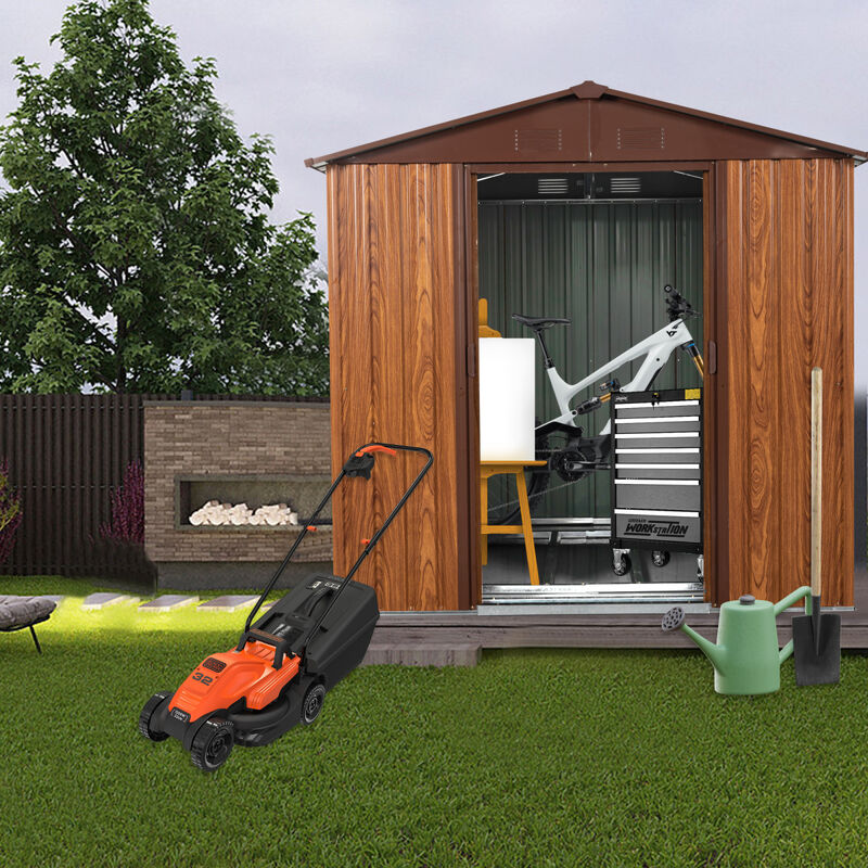 6FT X 6FT Outdoor Metal Storage Shed With Metal Floor Base, With Window