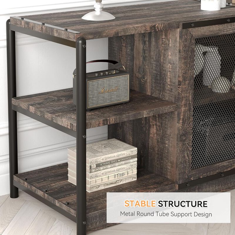 Rustic Oak TV Cabinet TV Media Console Table for Living Room
