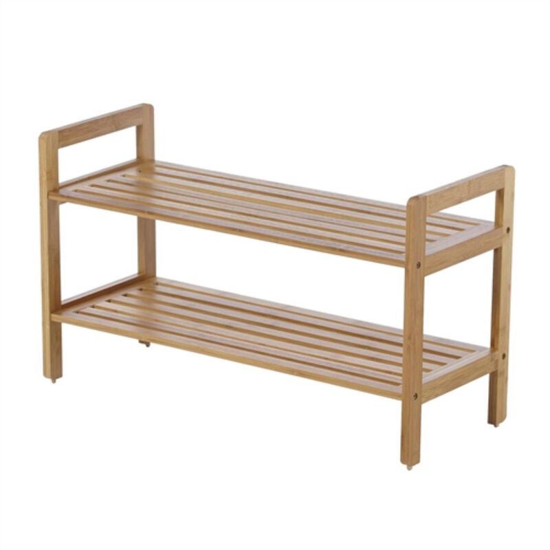 Hivvago Modern Bamboo 2 Shelf Shoe Rack   Holds up to 8 Pair of Shoes