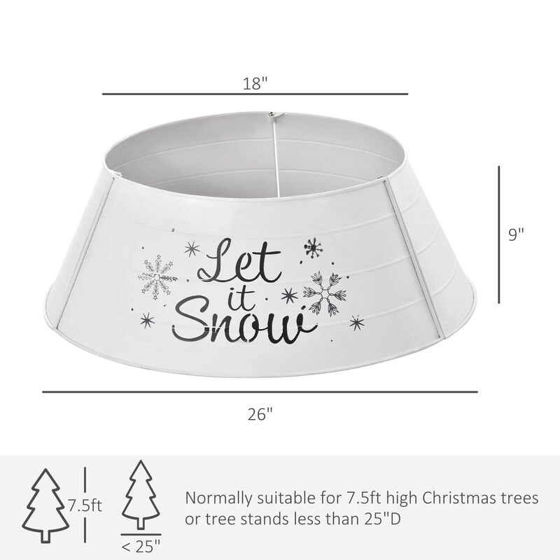 Christmas Tree Collar Steel Tree Ring Skirt Decor Snow Print, 26" Base, White