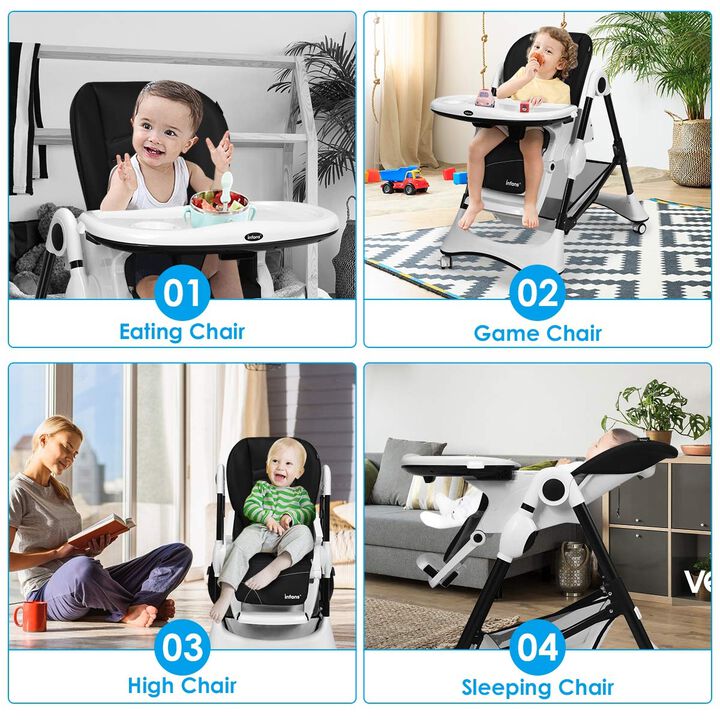 A-Shaped High Chair with 4 Lockable Wheels
