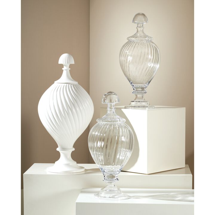 Spiraled Glass Lidded Jar