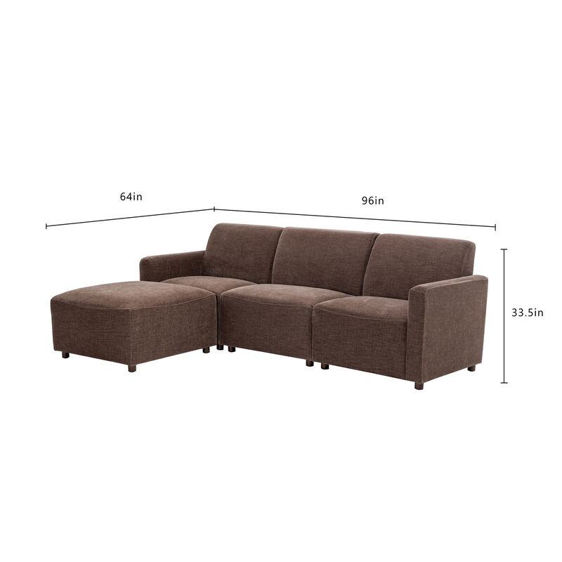Duvall 4 Piece Modular Sofa -  Brown