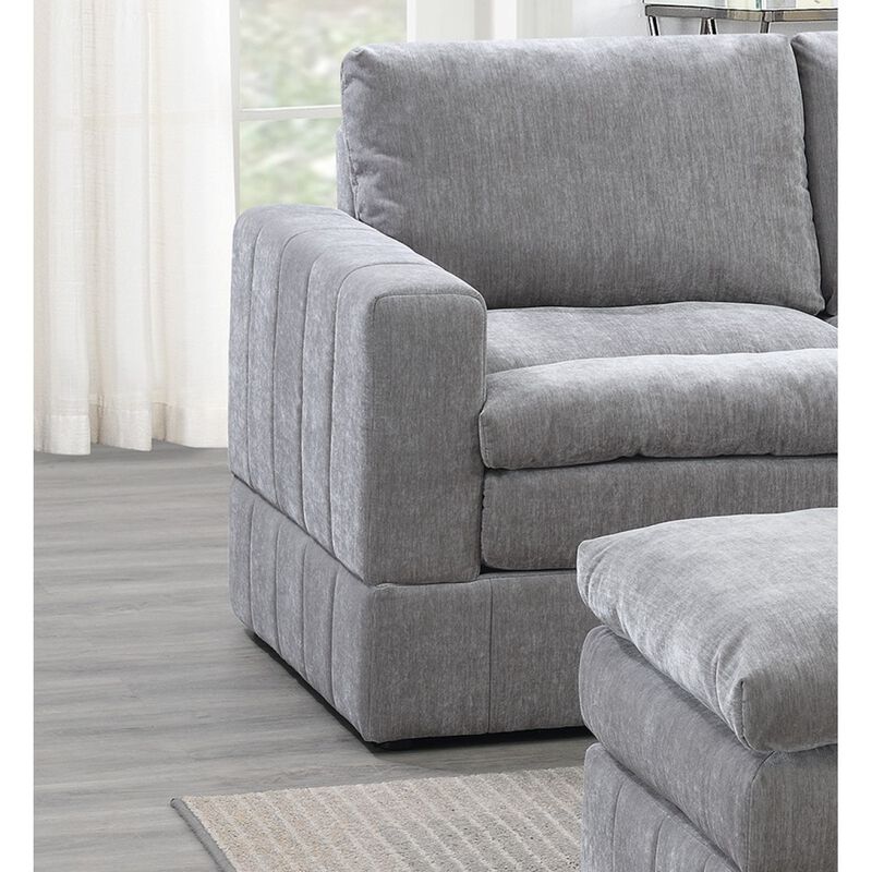 Contemporary 5 Piece Modular Sectional Set in Granite Morgan Fabric