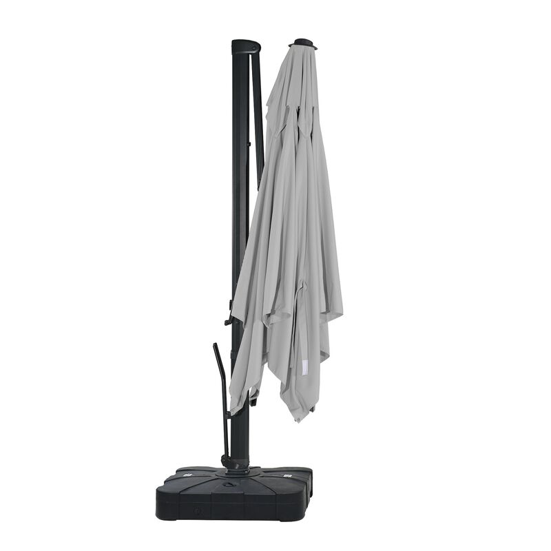 10x13 ft. 360° Rotation Cantilever Patio Umbrella with BaseandBT in Gray