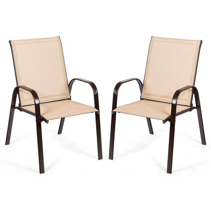 2 Pcs Patio Chairs Outdoor Dining Chair with Armrest