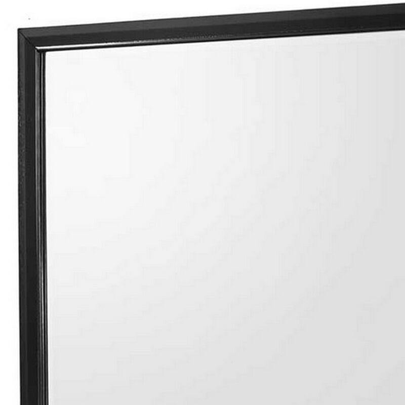 Rectangular Wooden Frame Dresser Top Mirror, Black and Silver-Benzara