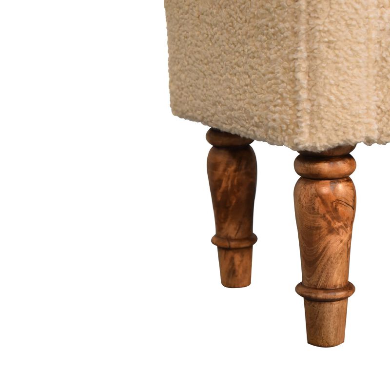 Upholstery Solid Wood Boucle Cream Bench