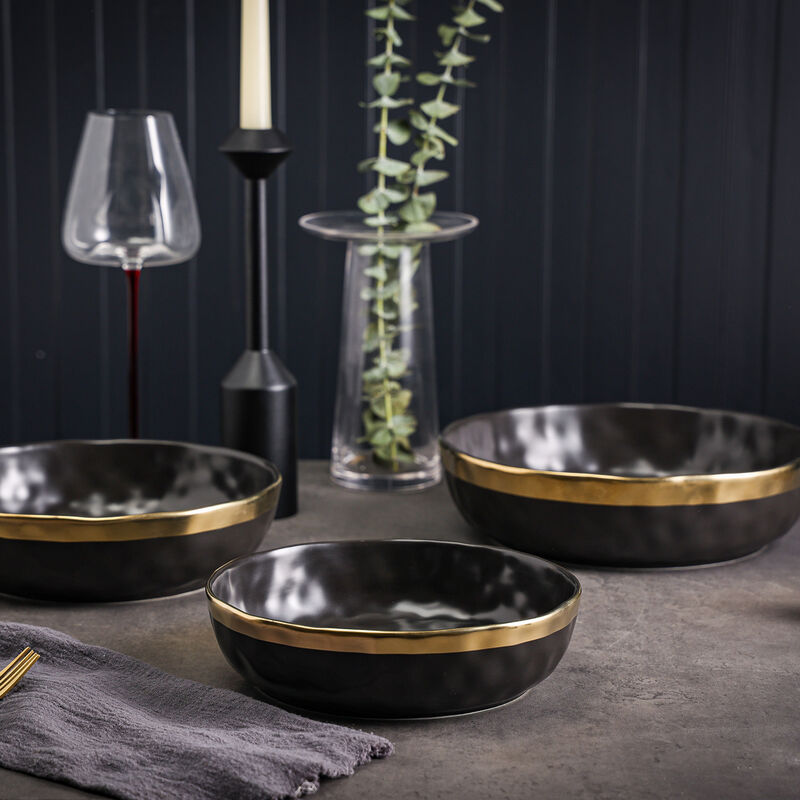 Stone Lain Florian Porcelain Serving Shallow Bowl Set 3 Piece