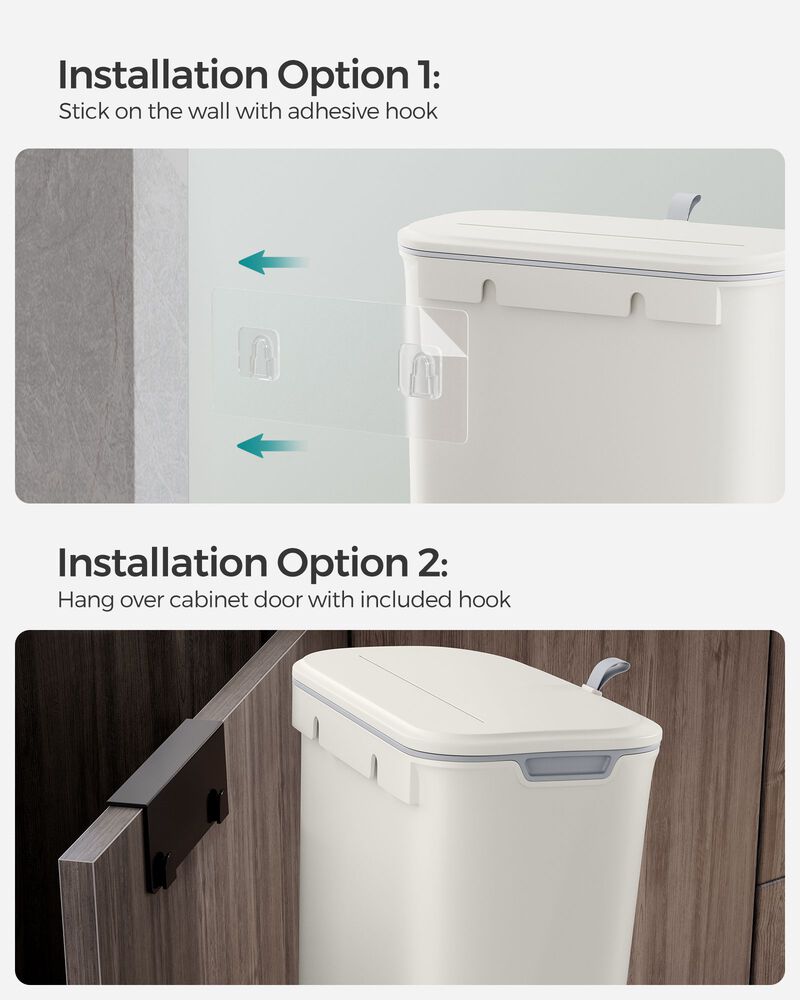 2.4-Gallon Hanging Trash Can with Lid
