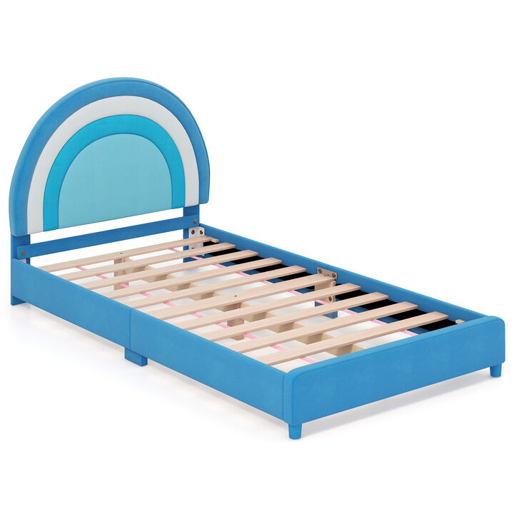 Height-Adjustable Headboard Bed Frame with Sturdy Wooden Slats, Modern Platform Design for Comfort and Support
