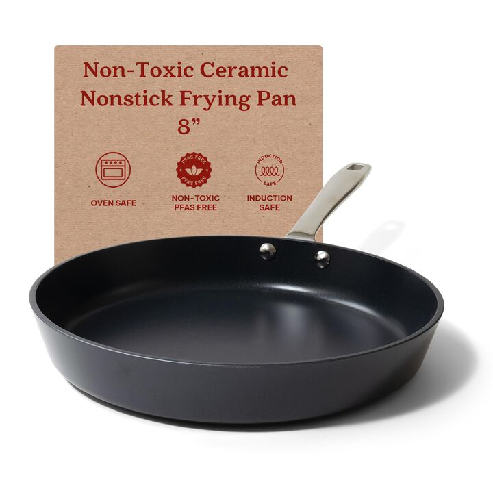 Alva Maestro Ceramic Nonstick Frying Pan Non Toxic Cast Aluminum w/ Stainless Steel Stay Cool Handle Scratch Resistant Healthy Cooking Pan Compatible w/ All Stovetops, Oven Safe & Induction Safe