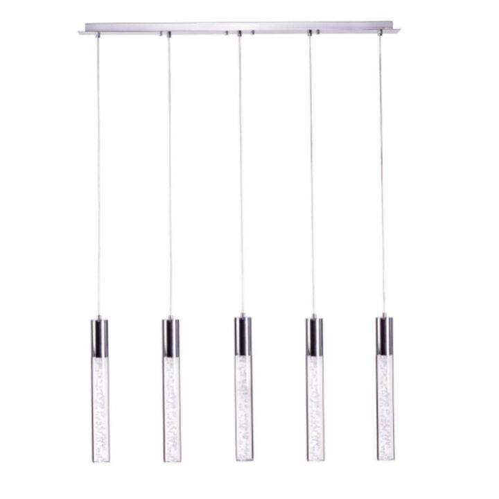 Sparkling Night Chandelier Chrome Metal and Acrylic 5 LED Light Dimmable