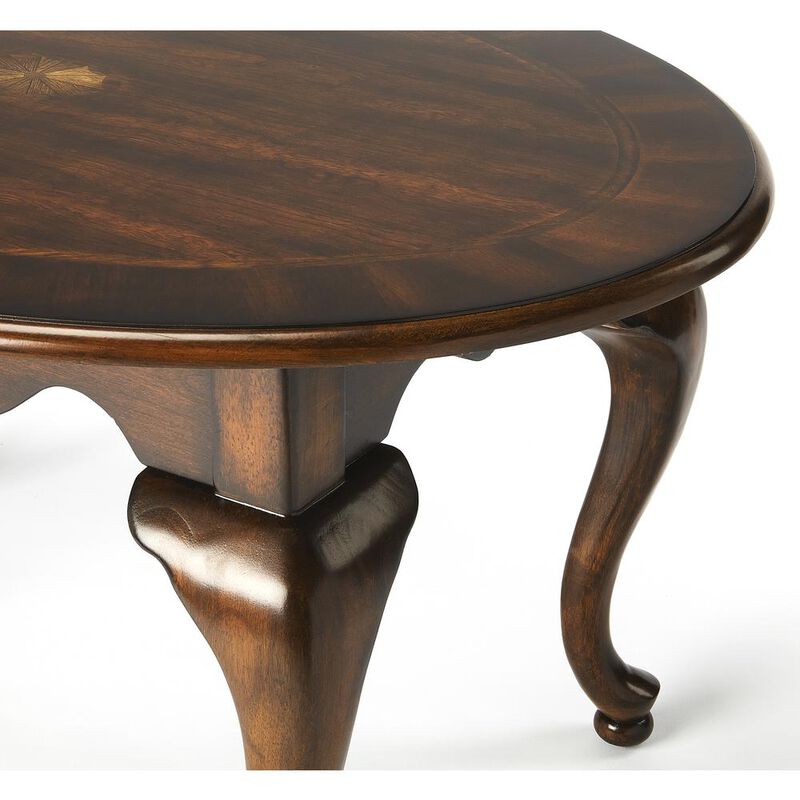 Butler Specialty Company Grace Oval 4 Legs Coffee Table, Dark Brown