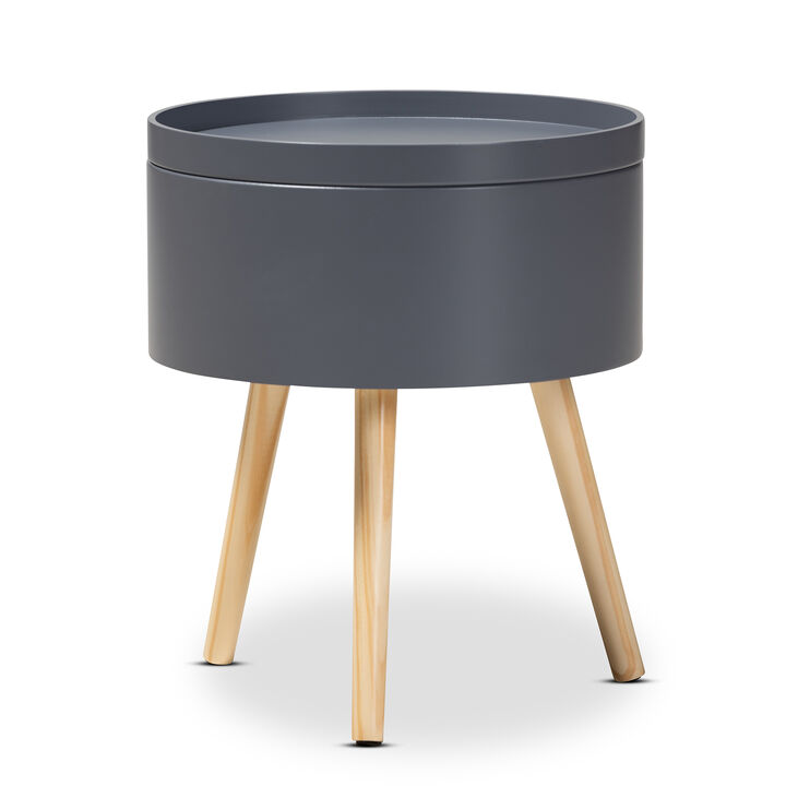 Baxton Studio Jessen Mid Century Modern Gray Wood End Table with Removable Top