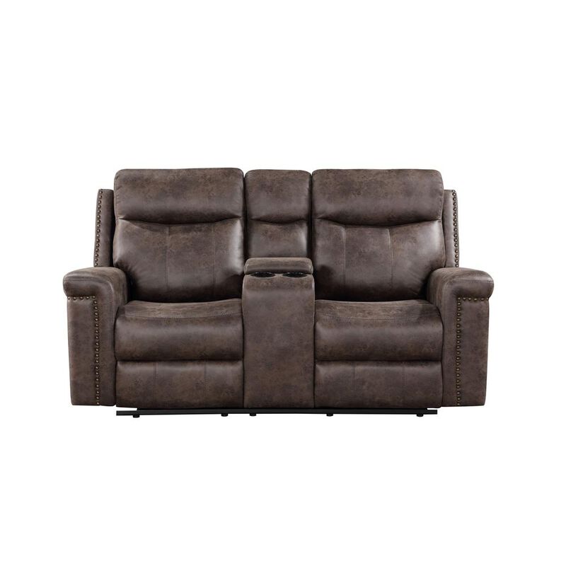 New Classic Furniture Quade Console Loveseat W/ Dual Recliners-Mocha