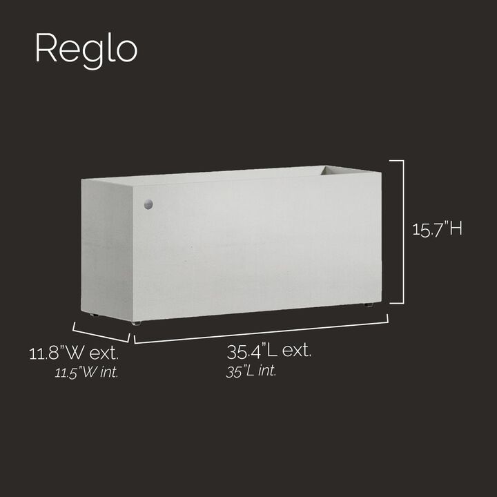 COSAPOTS Reglo Rectangular Planter – White Stone (Bone) Finish – Fiberglass Indoor/Outdoor and Weather-Resistant Large Planter (35.4" L x 11.8" W x 15.7" H Exterior, 35" L x 11.5" W Interior)