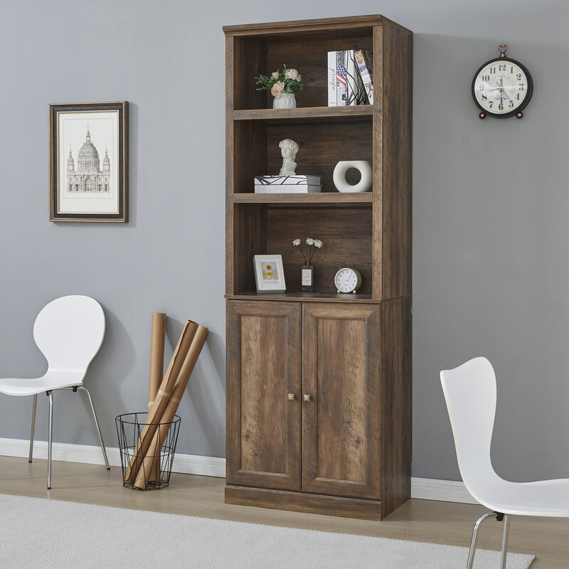 Merax Rustic Bookshelf with USB Port and 3 Open Shelves