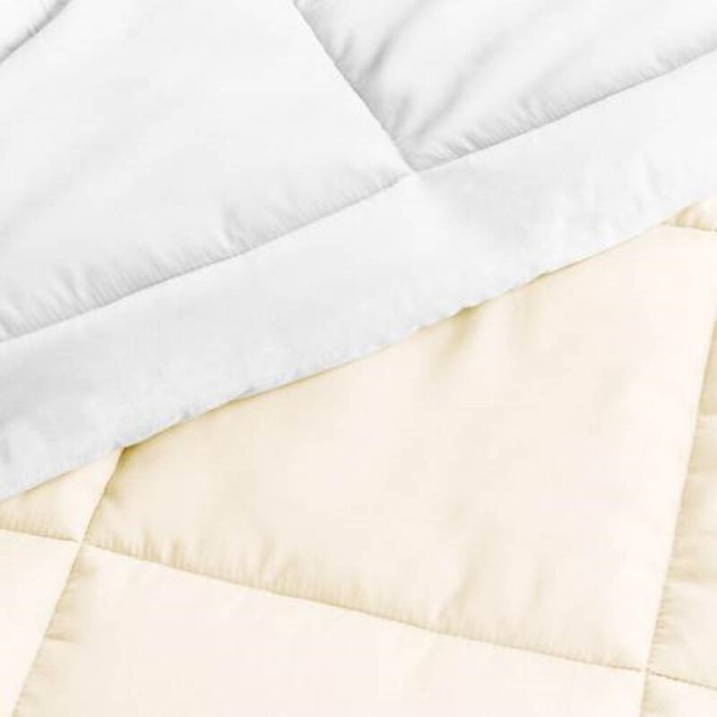 Hivvago Full/Queen size 3 Piece Microfiber Reversible Comforter Set in White and Cream