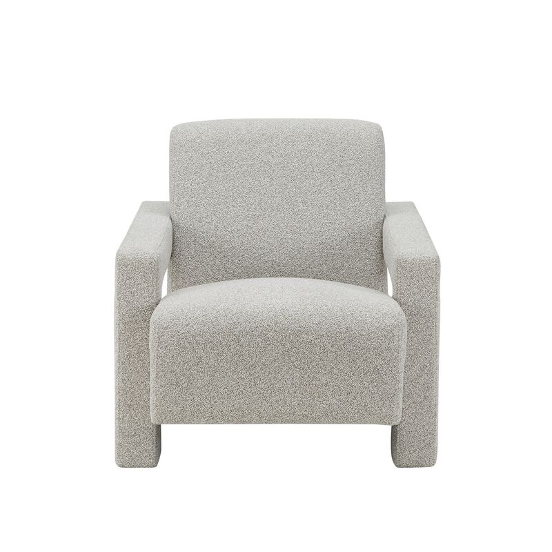 Cid Lily 28 Inch Accent Chair, Light Gray Polyester, Foam Cushions, Wood - Benzara