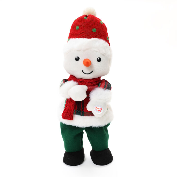 LuxenHome Animated Singing 16" Tall Snowman Holiday Decoration, Battery Operated