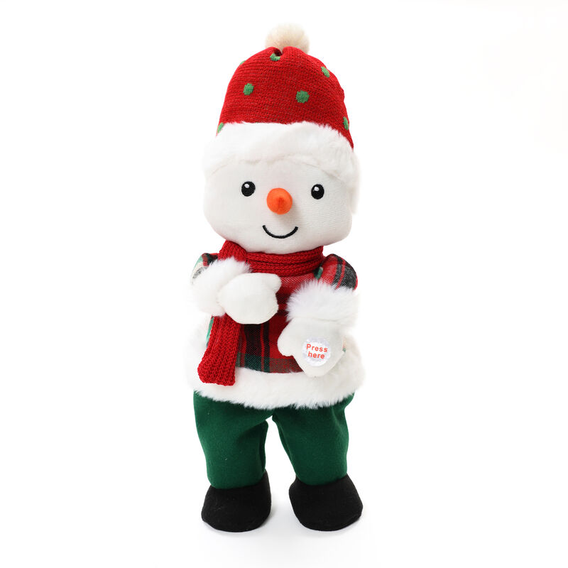 LuxenHome Animated Singing 16" Tall Snowman Holiday Decoration, Battery Operated