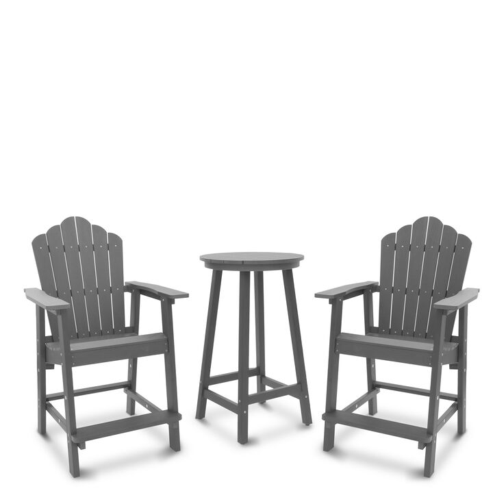 MONDAWE 3-Piece Plastic Outdoor Patio Adirondack Chair and Table Set MONDAWE 3-Piece Plastic Outdoor Patio Adirondack Chair and Table Set