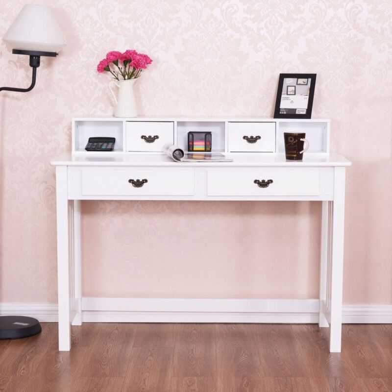 Hivvago Home Office Writing Desk with 4 Drawer Computer Study Table
