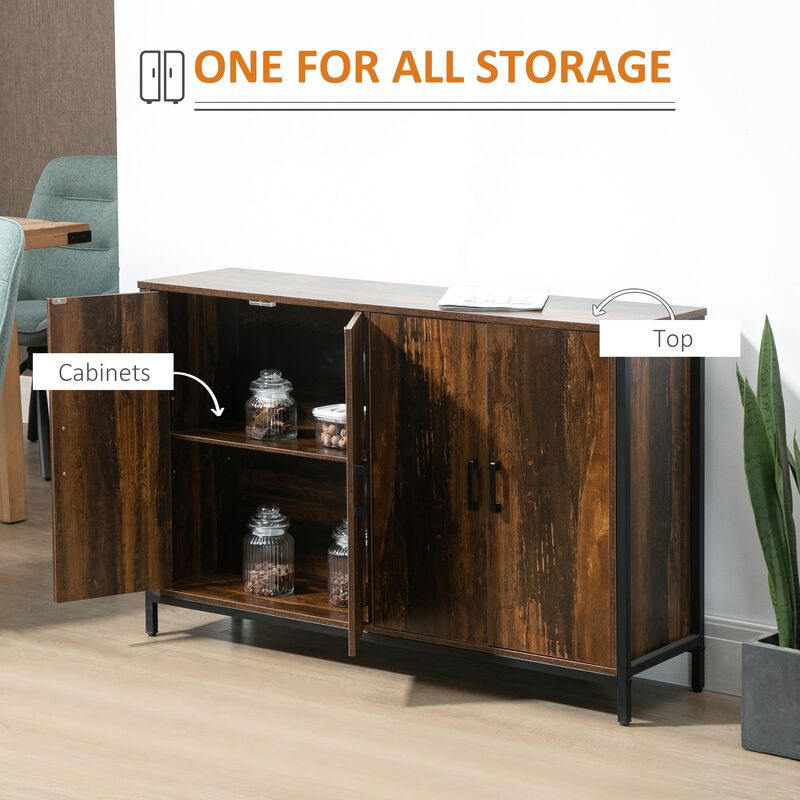 Rustic Brown Cabinet: Industrial Buffet Sideboard for Dining Room