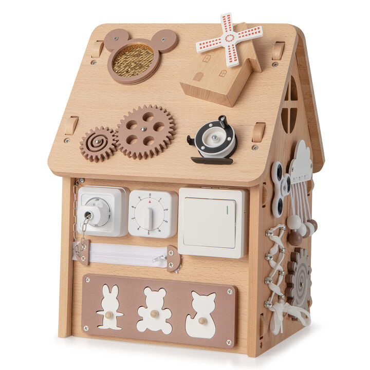 Multi-Purpose Busy House with Sensory Games and Interior Storage for Kids' Playtime