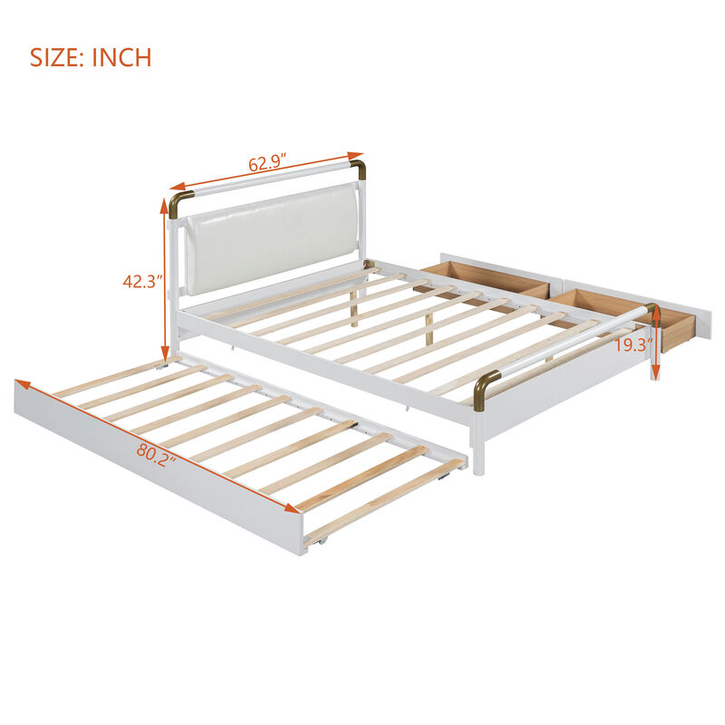 Merax Platform Bed with 2 Drawers and Trundle