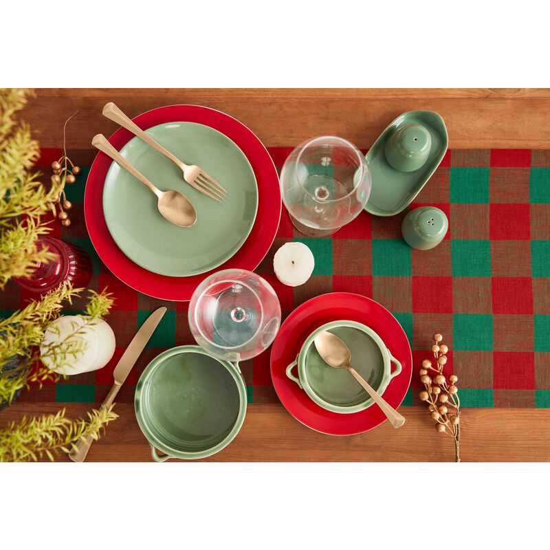 Solino Home 100% Pure Linen Table Runner | Buffalo Check for Thanksgiving, Christmas