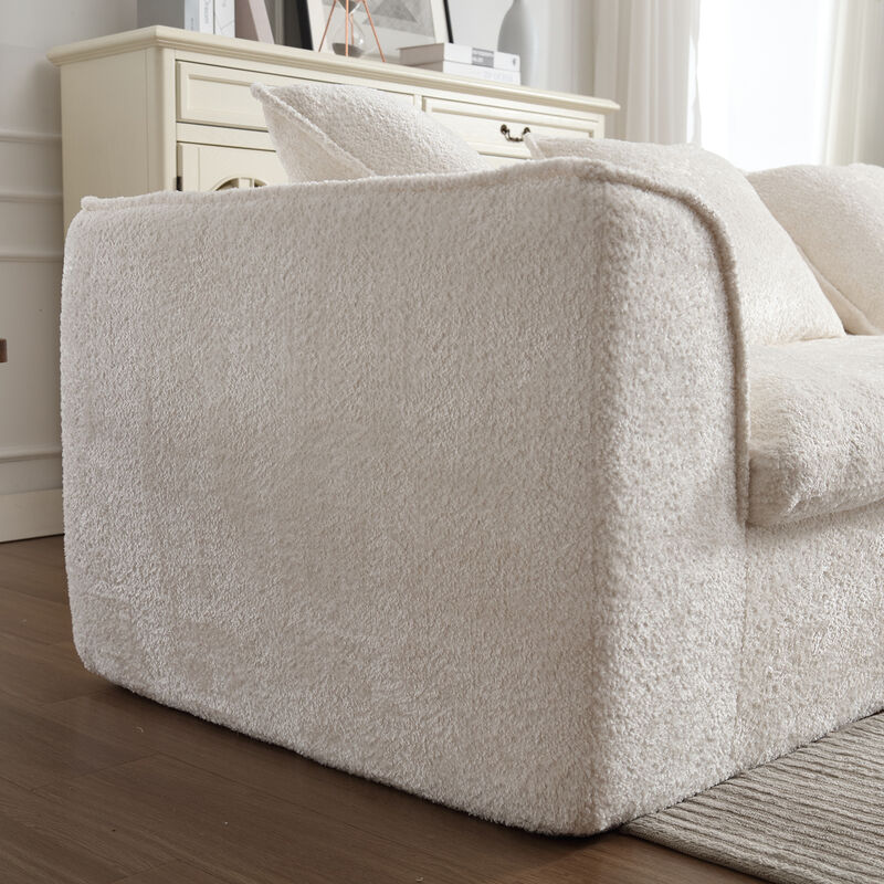 Merax 3-Seater Boucle Sofa with 5 Pillows
