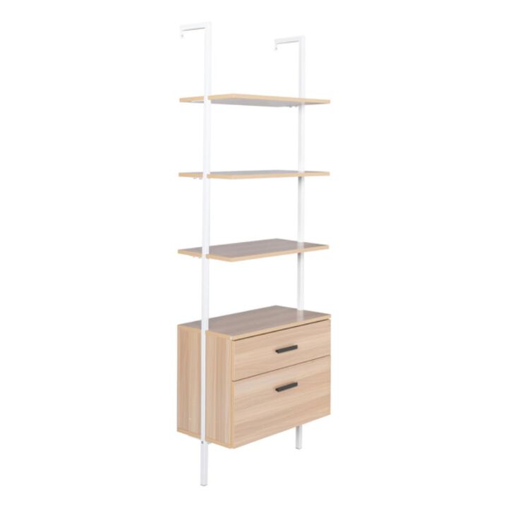 Industrial Bookshelf with Storage Drawers for Home & Office