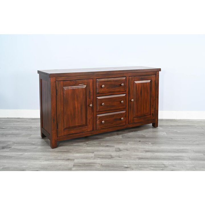 Sunny Designs Tuscany 66 Farmhouse Wood Buffet in Medium Brown
