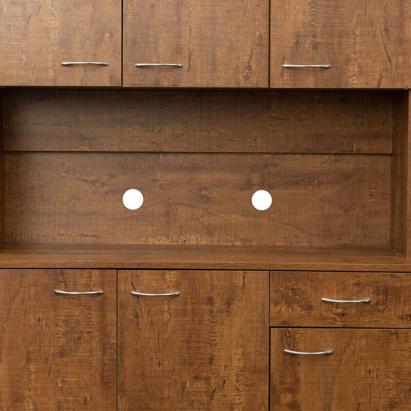 70.87" Tall Wardrobe & Kitchen Cabinet, With 6-Doors, 1-Open Shelves And 1-Drawer For Bedroom