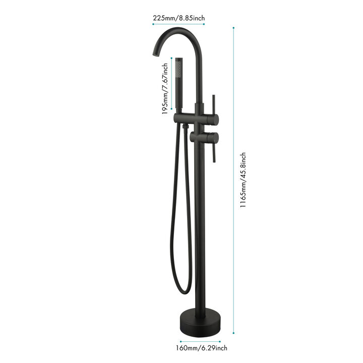 Matte Black Freestanding Tub Filler with Handheld Shower