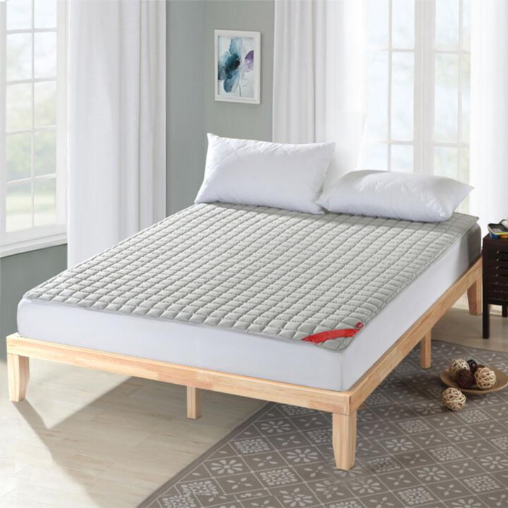 Hivvago 14 Inch King Size Rubber Wood Platform Bed Frame with Wood Slat Support