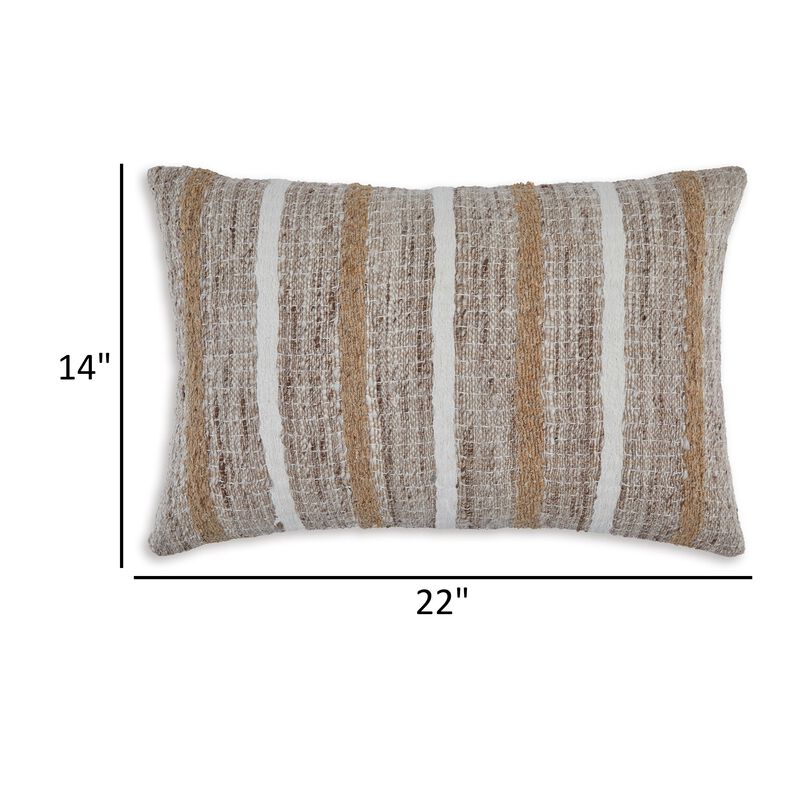 Ishy 14 x 22 Lumbar Accent Pillow Set of 4, Stripe Design, Brown White -