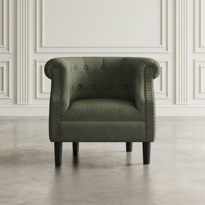 Jofran Contemporary Upholstered Barrel Curved Back Accent Chair