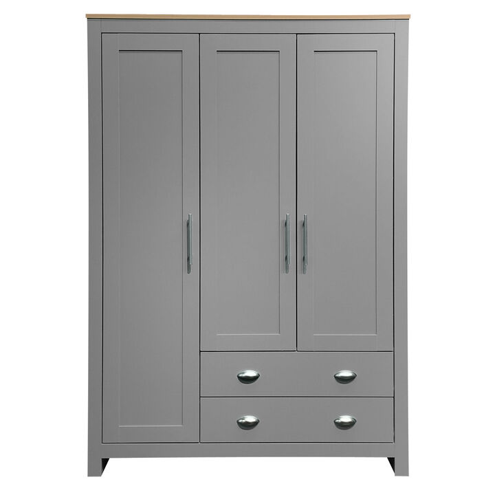 Merax Storage Wardrobe with Cabinets and 2 Hanging Rods