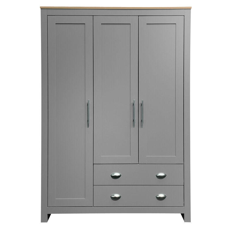 Merax Storage Wardrobe with Cabinets and 2 Hanging Rods