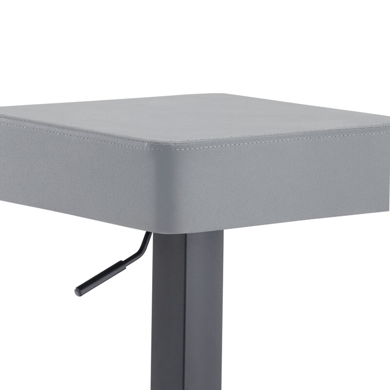 Kaylee Adjustable Height Swivel Grey Faux Leather and Black Metal Backless Stool