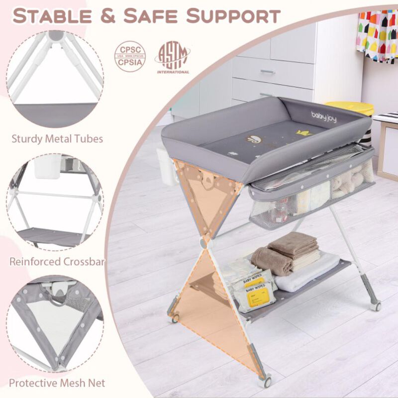 Hivvago Portable Baby Changing Table with 3-Level Adjustable Height
