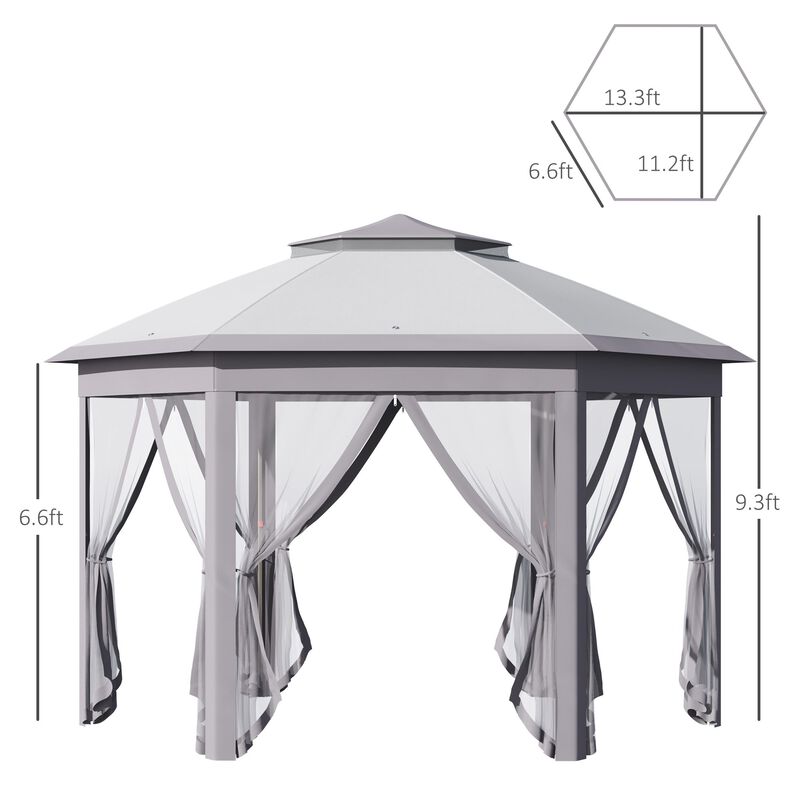 Gray Outdoor Pavilion: 13'x11' Pop Up Gazebo for Patio and Backyard