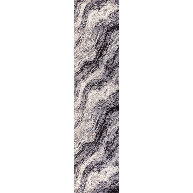 Kassia Contemporary Glam Abstract Marble Runner Rug