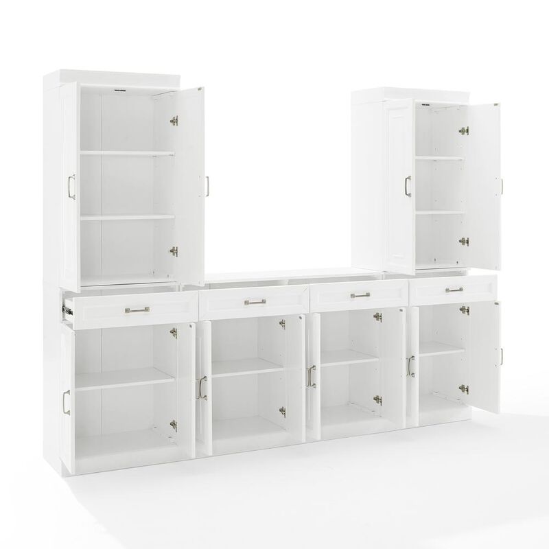 Crosley Furniture Stanton 3Pc Sideboard And Pantry Set White - Sideboard & 2 Pantries