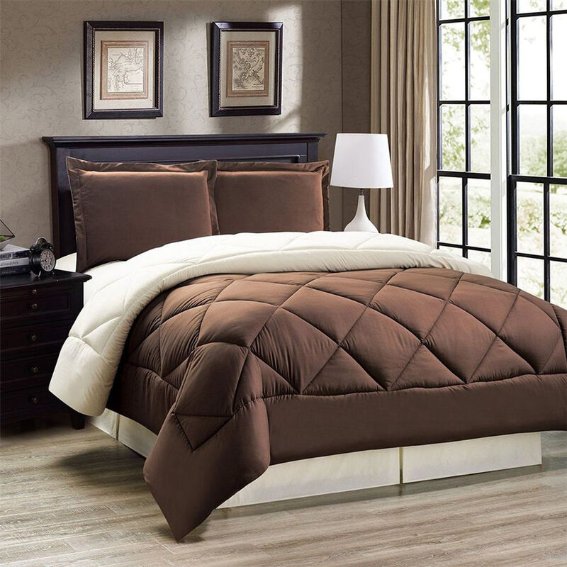 Legacy Decor 3pc Down Alternative, Reversible Comforter Set Red and Black, King Size