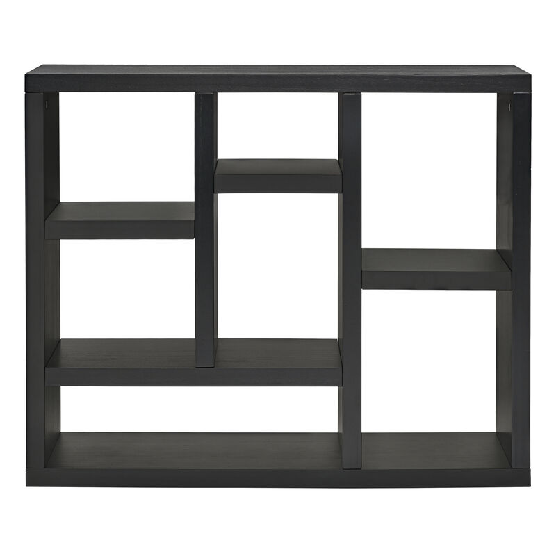 35.63 in.Tall Black Wood 7-Shelf Bookcase with Shelve
