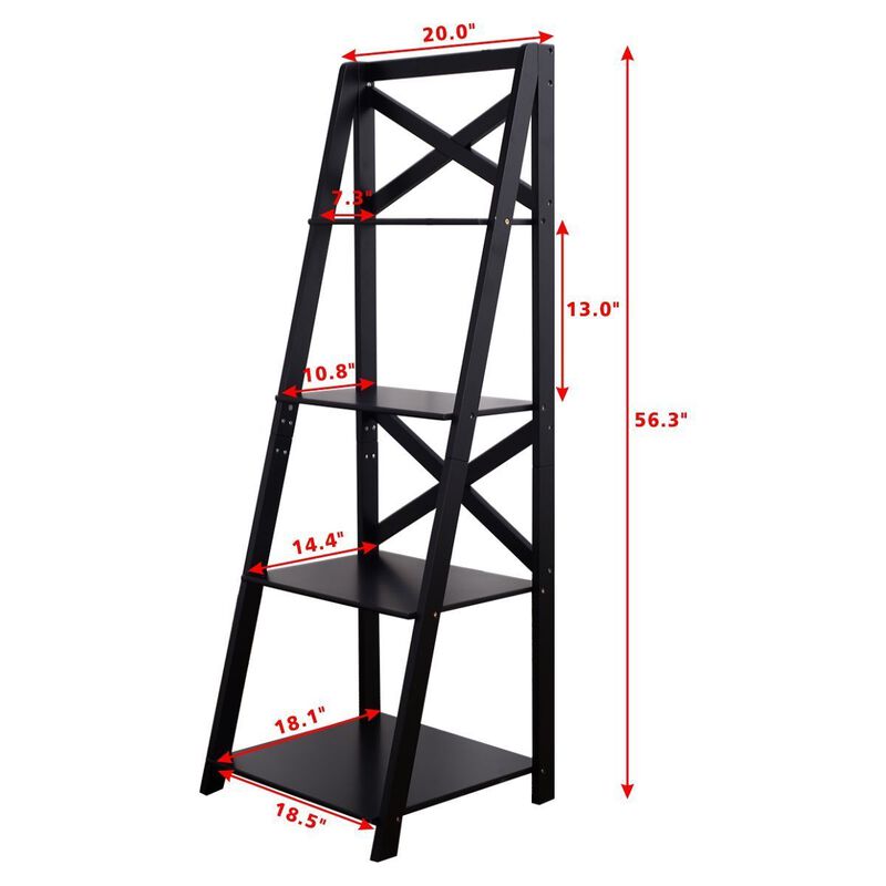 4-tier Leaning Free Standing Ladder Shelf Bookcase